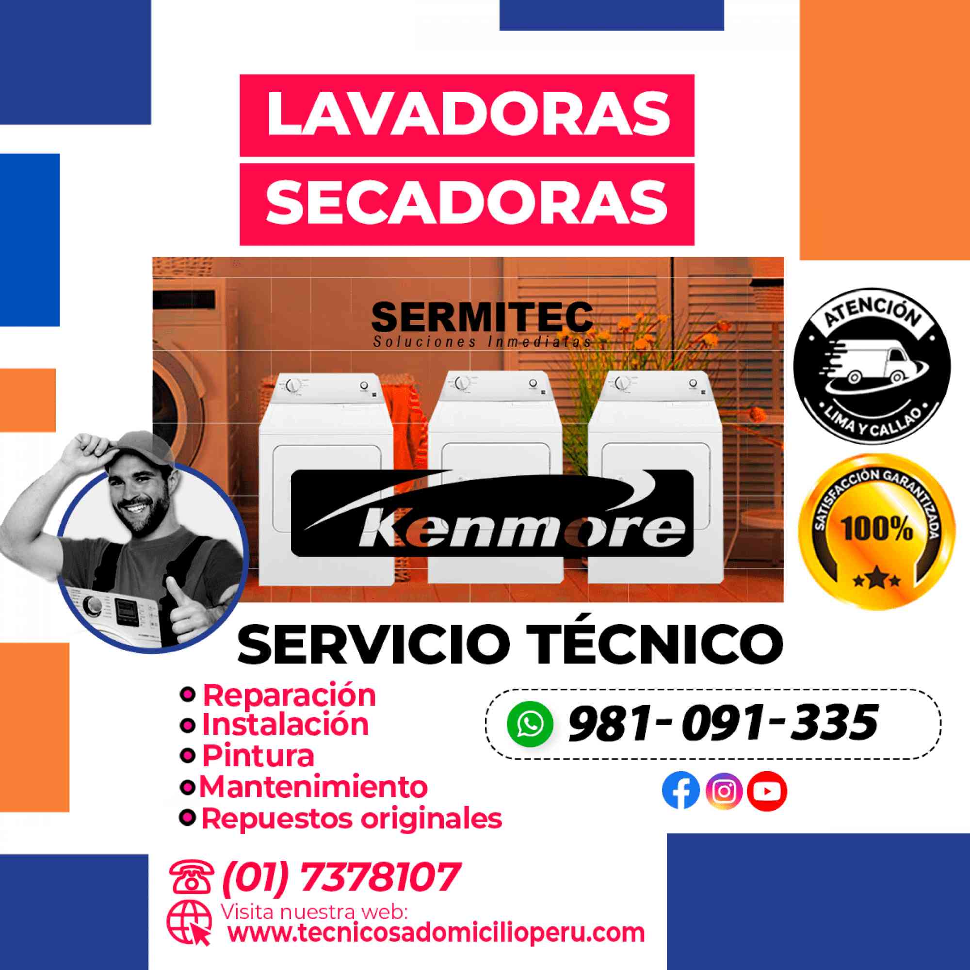 Anuncio de  Tecnico Secadoras Kenmore 981091335 en El Agustino en Lima