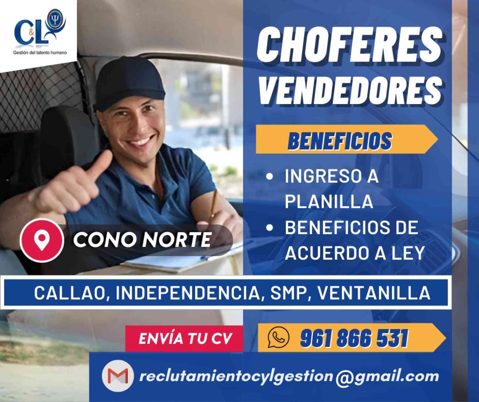 Bolsa de trabajo y anuncios de empleos en Perú., CHOFER VENDEDOR 