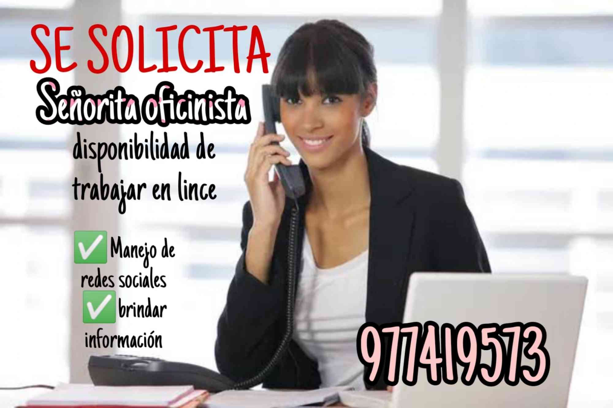 Bolsa de trabajo y anuncios de empleos en Perú., SE REQUIERE SEÑORITA PARA OFICINA
